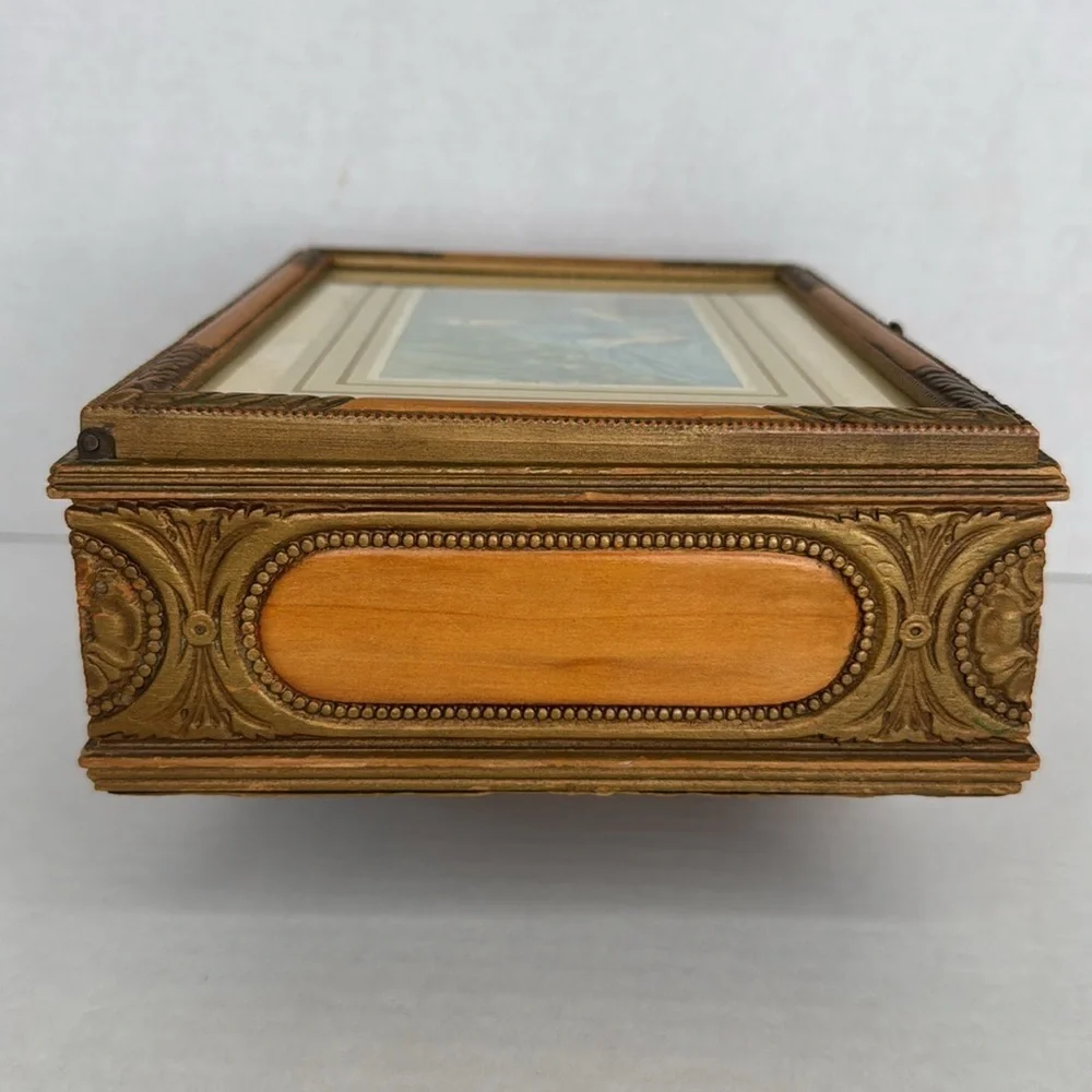 Antique Victorian Keeper Box/Dresser Box With Fancy Embossed Woodwork
